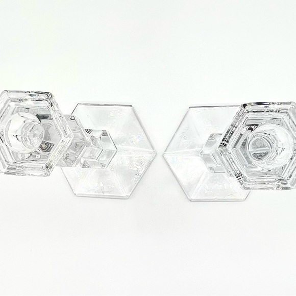 A Set of Two Vintage Val St. Lambert Belgian Crystal Candle Holders - Picture 2 of 7